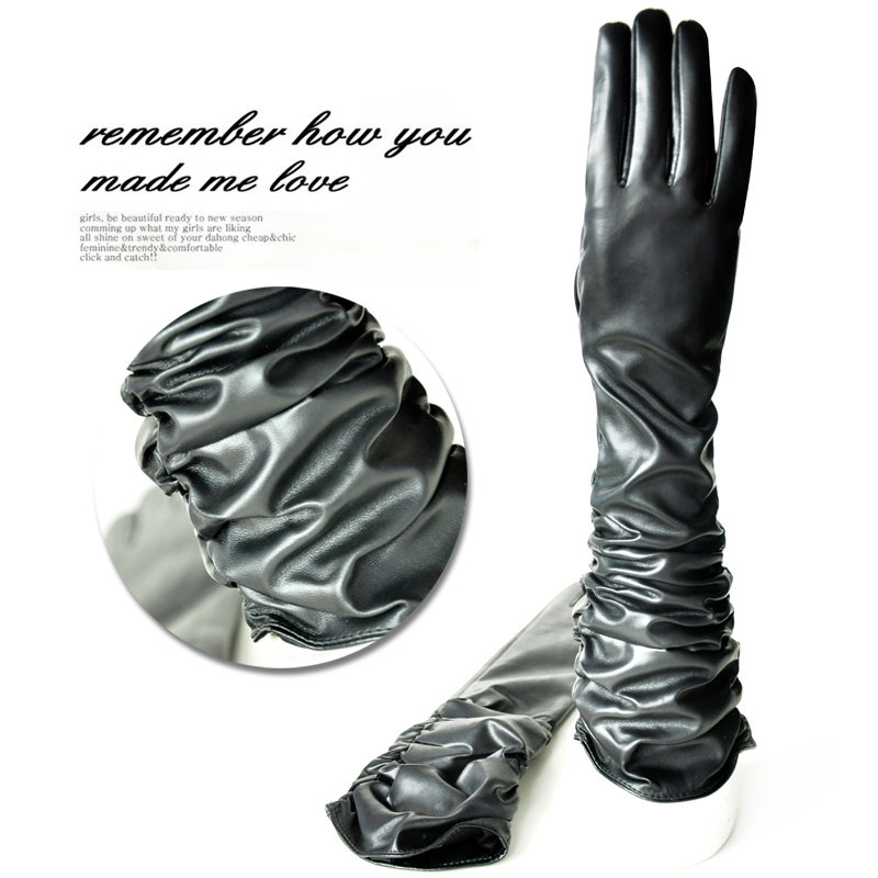 2013 Vintage women's long design copy leather gloves  winter women's long gloves female arm sleeve fashion thermal