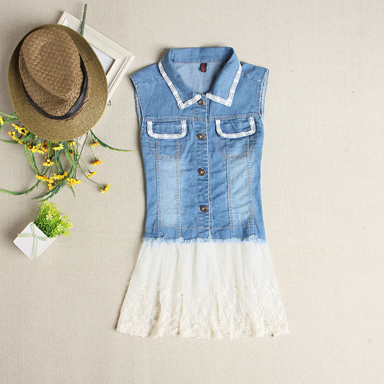 2013 white lace decoration patchwork sweep lace water wash denim vest