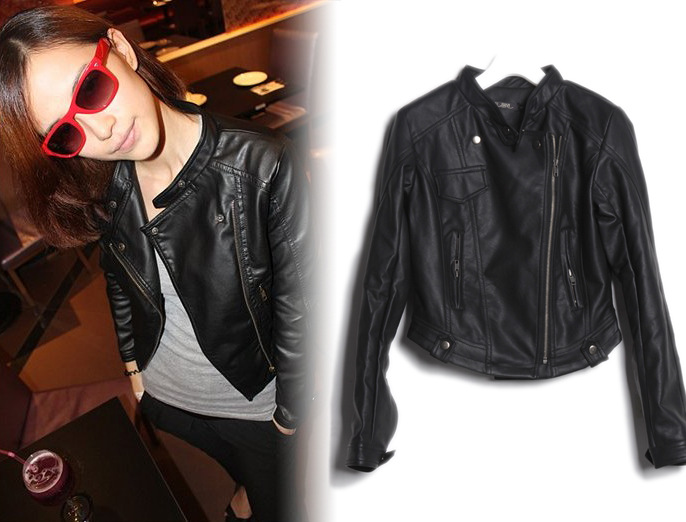 2013 wind locomotive leather brief paragraph PU leather jacket W30001 cultivate one's morality