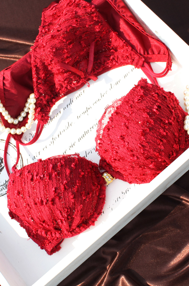 2013 Wine red front button charming sexy bra set underwear set