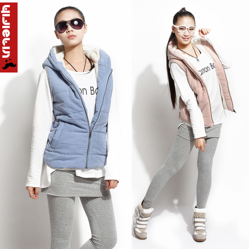 2013  winter cotton vest reversible outerwear wadded jacket thickening thermal plus size vest female