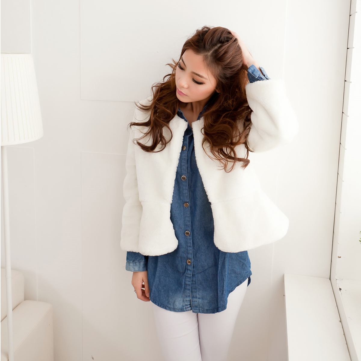 2013 winter elegant long-sleeve outerwear casual slim waist slim short jacket