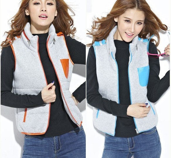 2013 winter handsome casual patchwork stand collar cotton vest vest outerwear female waistcoat