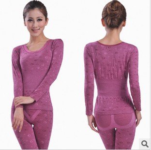 2013 winter lace v-neck thermal underwear women's seamless slim shape underwear set  TUW001