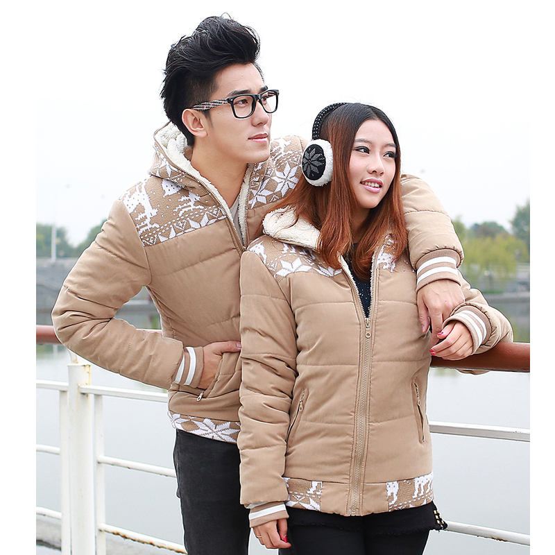 2013  winter lovers wadded jacket berber fleece with a hood onta thickening thermal outerwear male women's cotton-padded jacket