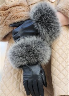 2013 winter New Ladies suede winter warm high-end fashion warm leather gloves noble fox fur special genuine Free shipping