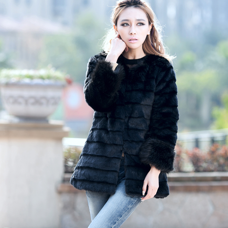 2013 winter overcoat domesticated hen outerwear female faux medium-long women's