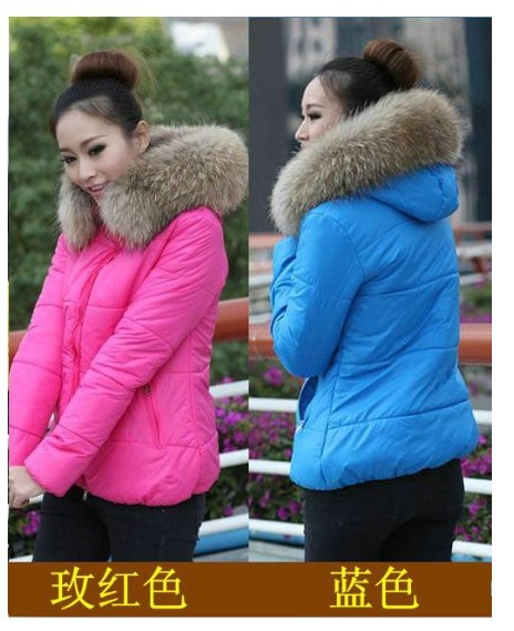 2013 Winter/Spring Wadded coats Candy color Slim thickening Fur collar cotton-padded outerwear fashion ladies' jackets