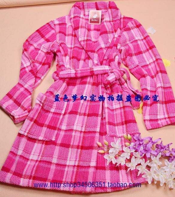 2013 winter thickening coral fleece bathrobe thermal robe buddhistan red plaid