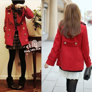 2013 Winter Trench Turn-down ollar Double Buckle Woolen Overcoat Long-sleeve Woolen Outerwear