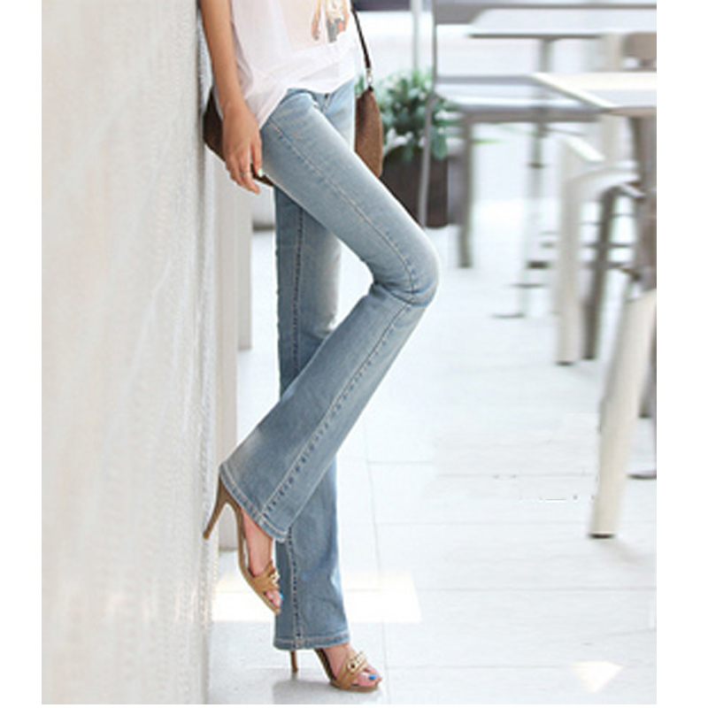 2013 winter vintage high waist bell bottom denim trousers slim butt-lifting