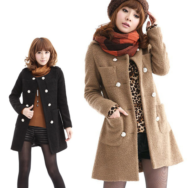 2013 Winter Women Outerwear Medium-long Woolen Wool Coat Double Breasted Trench