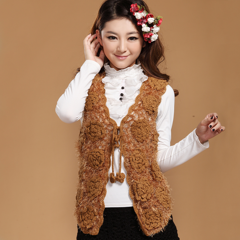 2013 winter women's cutout crochet tassel vest vest 2503