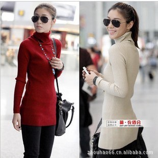 2013 winter women's turtleneck elastic knitted basic shirt sweater Free Shipping