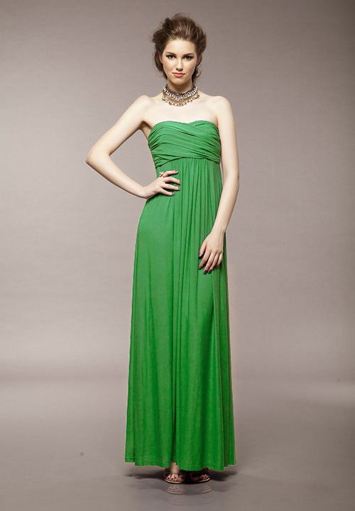 2013 Woman Floor-Length Slash Neck Sleeveless Long Dresses Cute Cotton Green and Pink  Fashion  Beading Dresses Five Color