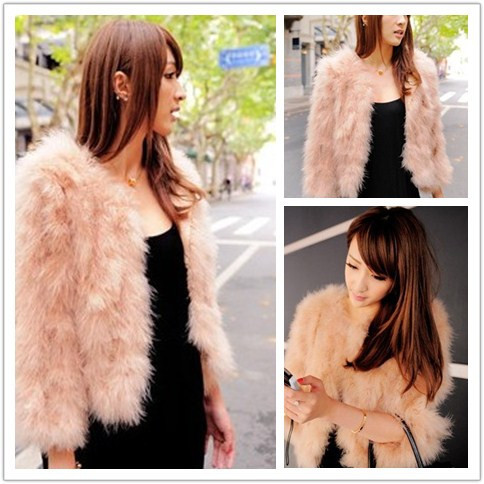 2013 Women autumn wool outerwear solid color o-neck fur women's