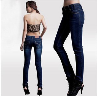 2013 women clothing hot selling skinny jeans for women pants mid waist jeans slim elastic denim pants free shipping long pants