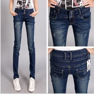 2013 women's 04218 casual elastic wearing white denim pencil pants skinny pants denim trousers