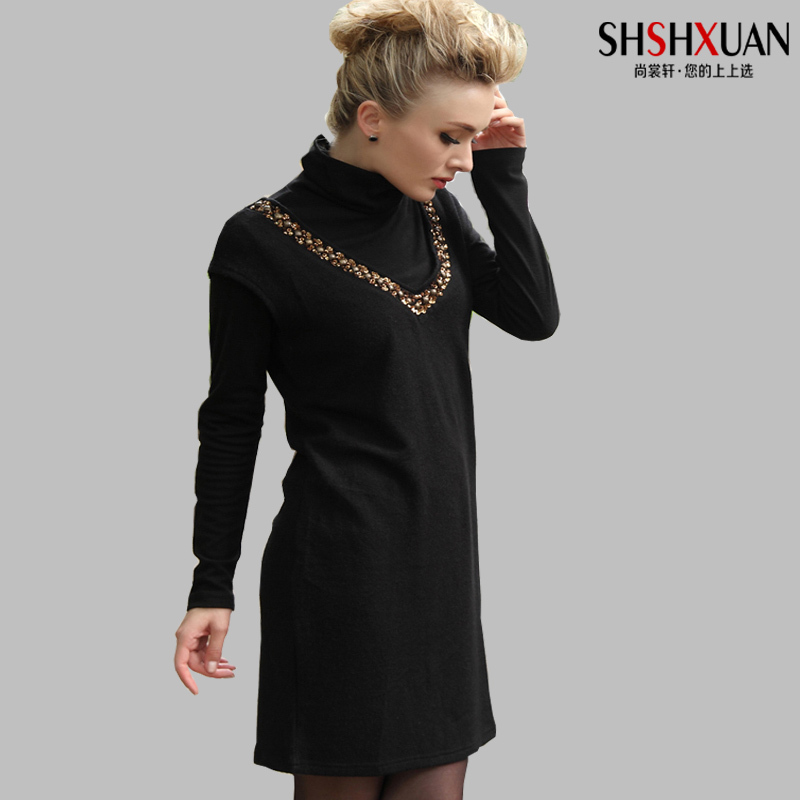 2013 Women's 2013 warfactory beading vest wool sweater one-piece dress