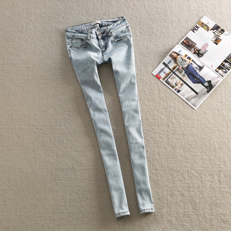 2013 women's boutique light color brief comfortable wearing white tight-fitting elastic jeans female trousers