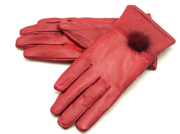 2013 Women's casual sheepskin genuine leather glove/Mink hair ball gloves autumn and winter plus velvet thermal GL1027