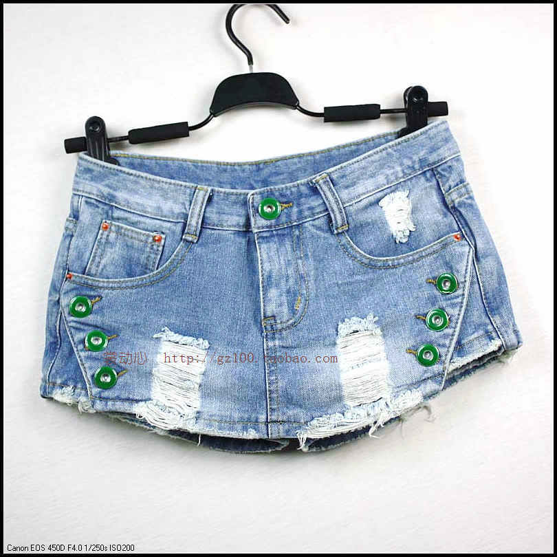 2013 women's culottes denim shorts hole female shorts slim jeans summer loose