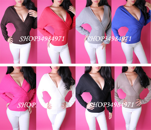 2013 women's double V-neck batwing sleeve slim waist long-sleeve sweater