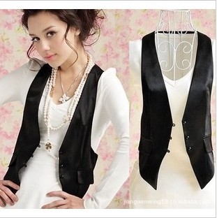 2013 women's fashion black slim small vest single breasted vest