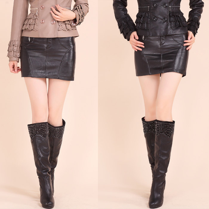 2013 women's fashion elegant water washed leather short skirt bust skirt slim hip skirt