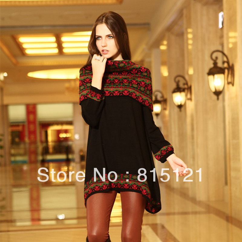 2013 Women's fashion knitted sweater,casual long outerwear,Lady's Sweater,Fashion Dress knit dress,knitted wool clothes