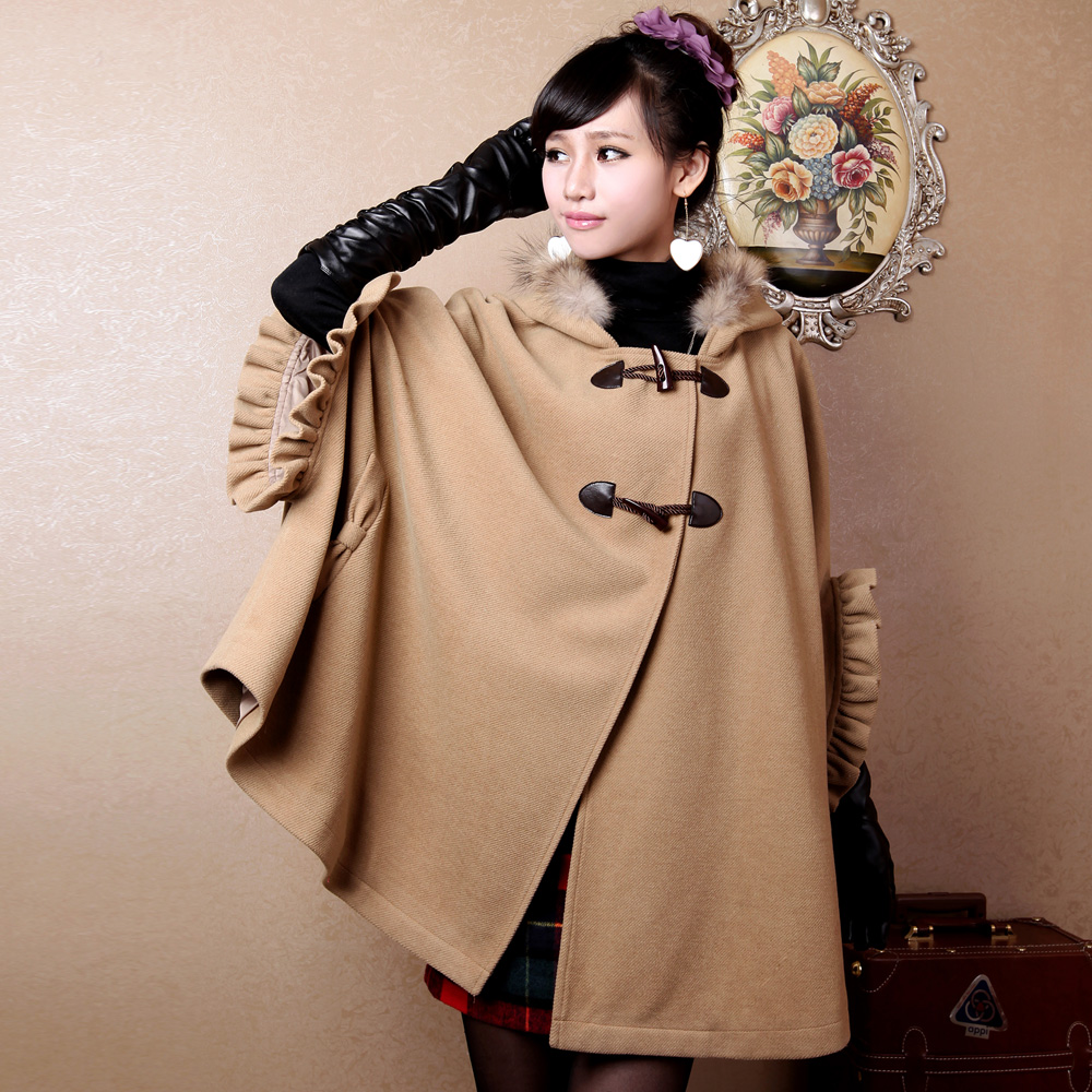 2013 women's gentlewomen elegant laciness wool sweet cloak wool coat maternity clothing