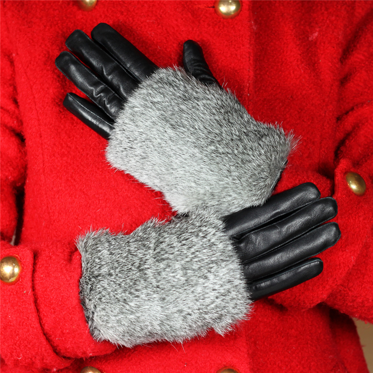 2013 women's genuine leather gloves rabbit fur plus velvet thermal winter sheepskin women's gloves fur gloves