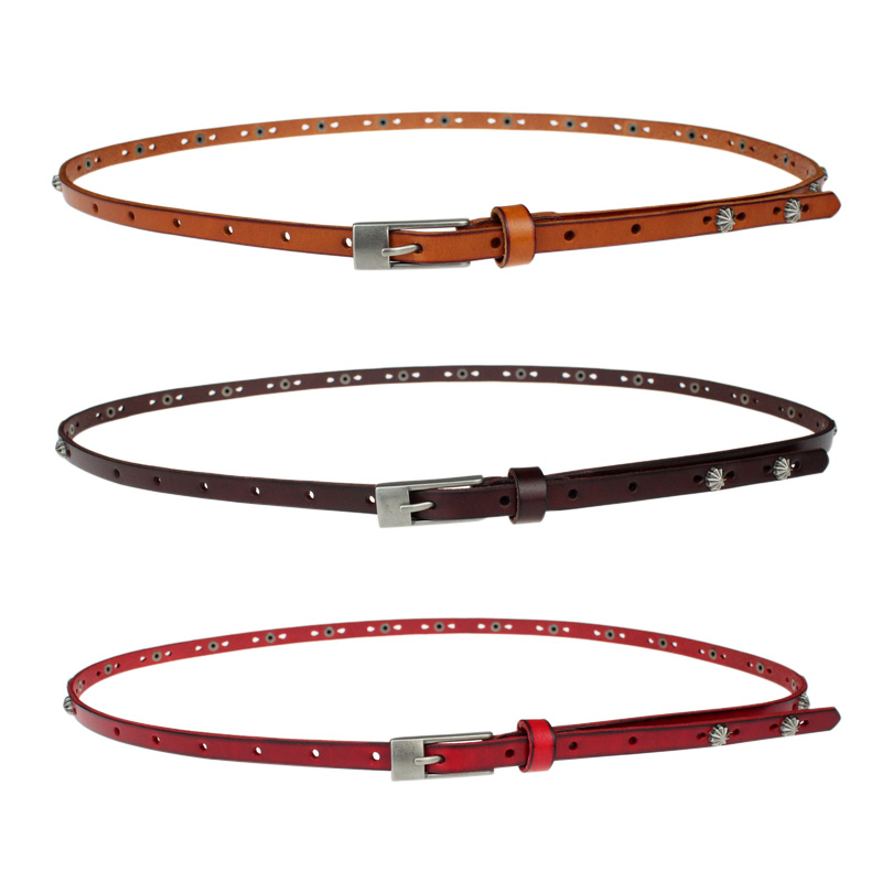 2013 women's genuine leather strap Women genuine leather all-match decoration red belt tieclasps