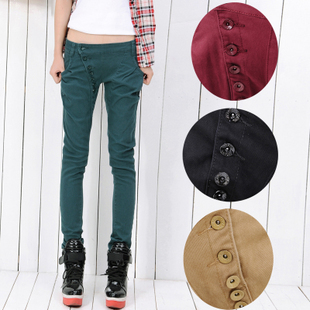 2013 women's harem pants harem pants female jeans buttons skinny pants 5