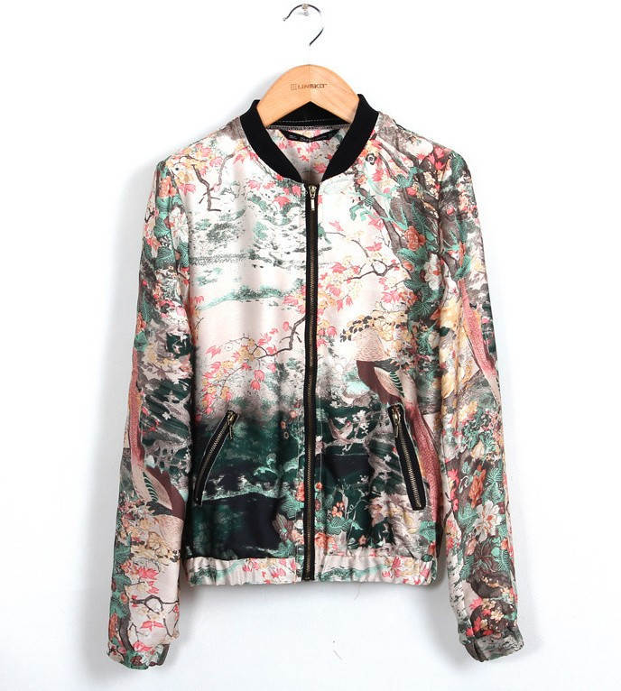 2013 women's leisure coat printing design coat /1 piece free Free shipping/ DZ030