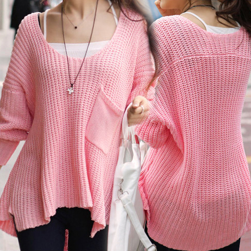 2013 women's loose sweater plus size winter female sweater yarn solid color medium-long sweater female