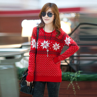 2013 women's o-neck sweet loose sweater female Free Shipping