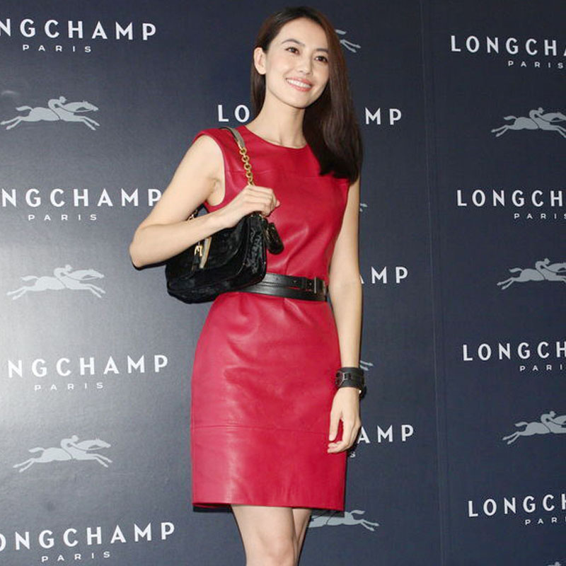 2013 women's quality leather slim fashion one-piece dress