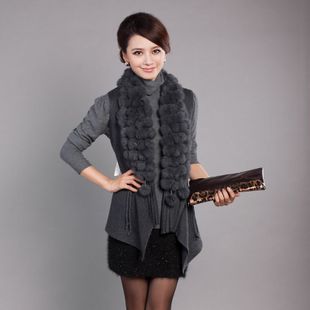 2013 women's rex rabbit hair ball fur vest cardigan cape waistcoat sweater