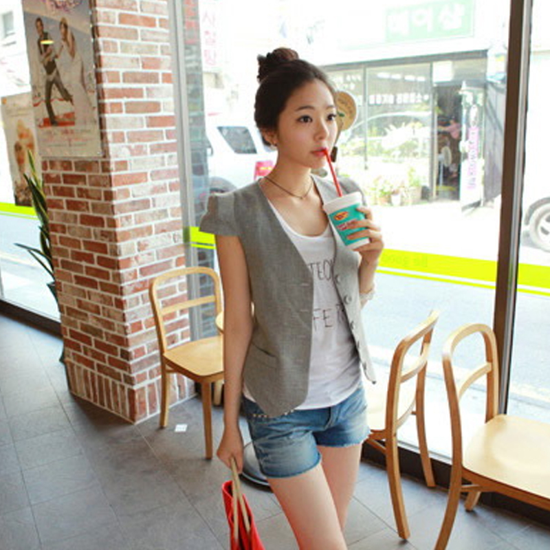 2013 women's slim vest short-sleeve slim waist small vest small suit jacket sm05