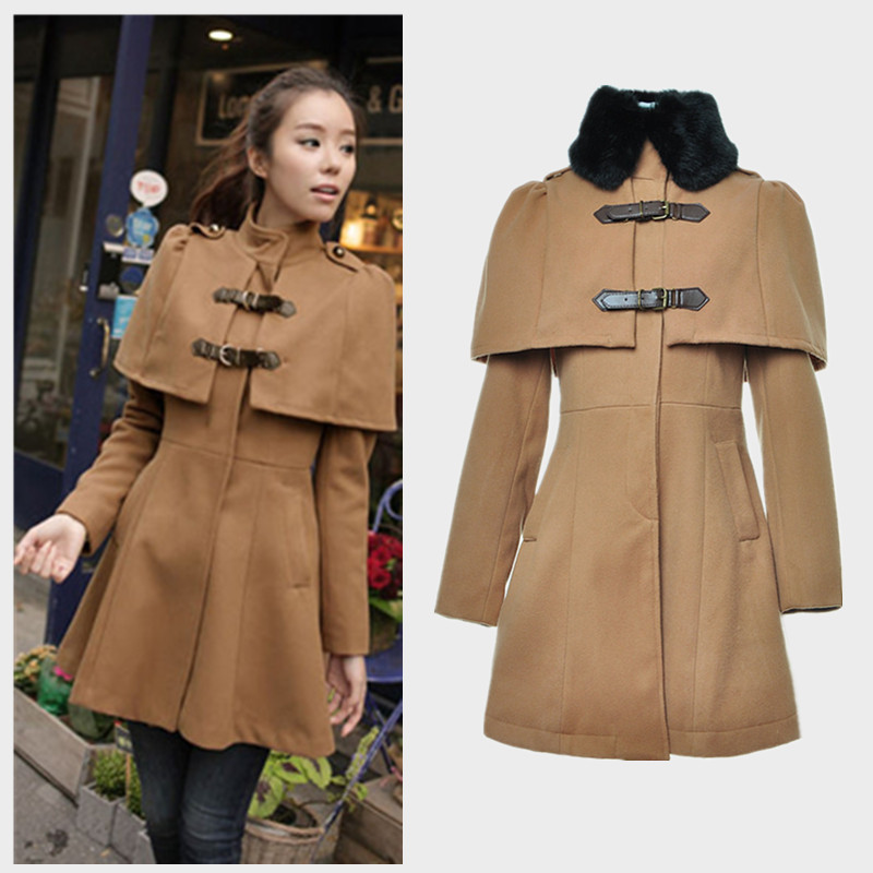 2013 women's spring fashion cloak cashmere spring large clothes trench british style design long outerwear