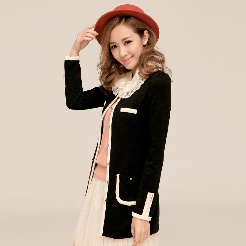 2013 women's spring fresh slim outerwear sweet princess o-neck long-sleeve trench