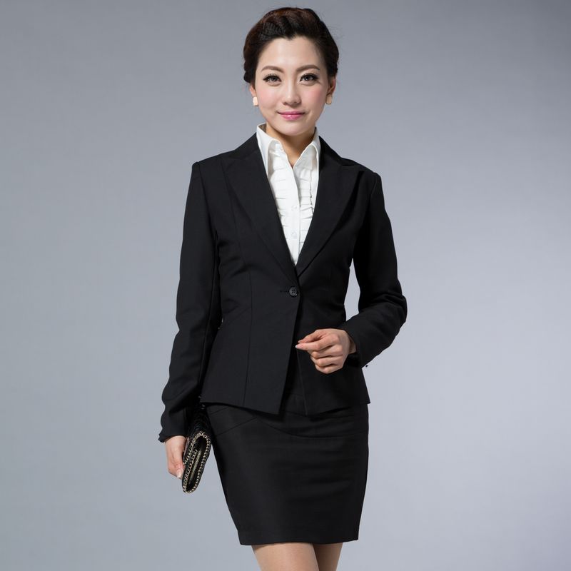 2013 women's spring professional set skirt black blazer ol long-sleeve blazer