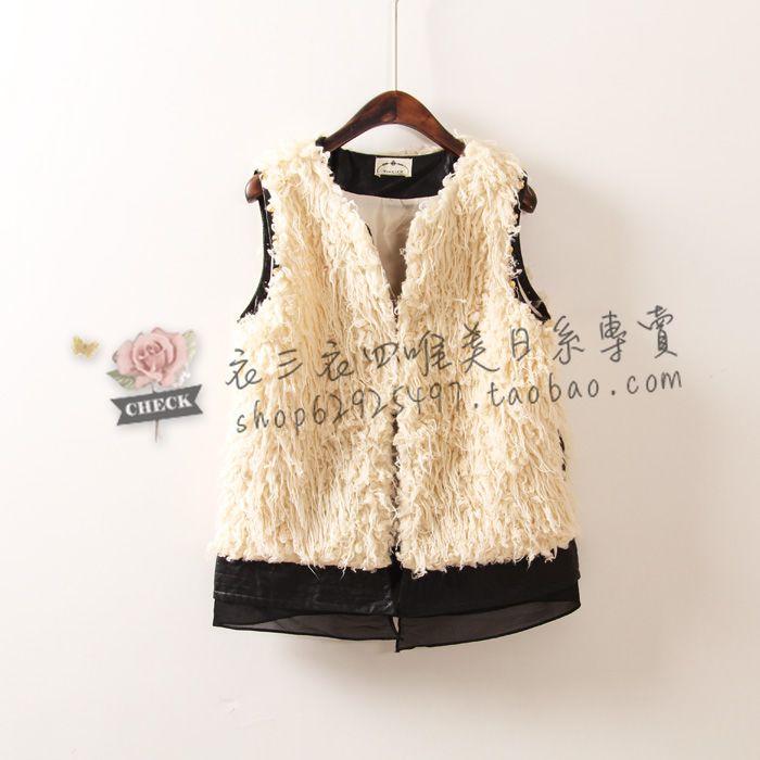 2013 women's spring PU hemming berber fleece vest