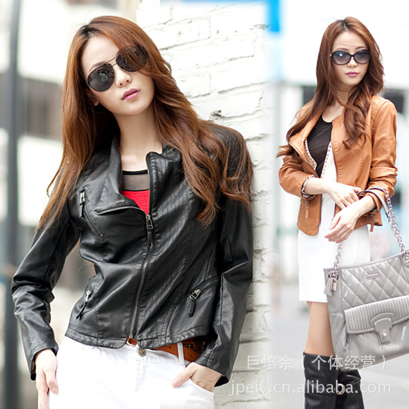 2013 women's spring slim all-match PU elegant design short outerwear leather clothing 0232501201