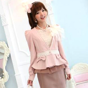 2013 women's spring V-neck sweet all-match lace slim outerwear short design blazer