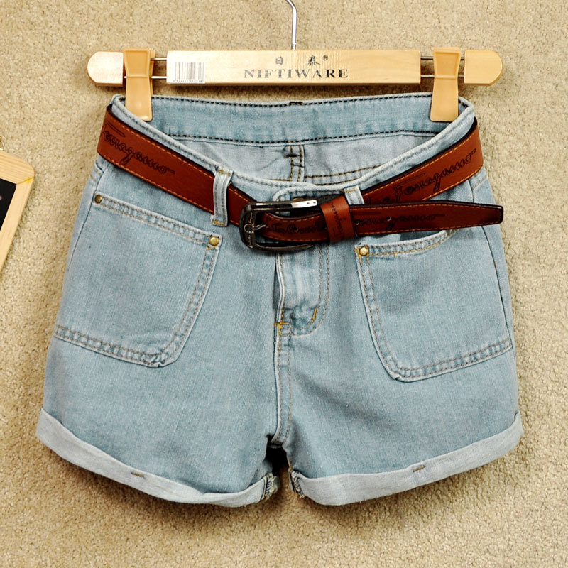 2013 women's summer high waist denim shorts light color shorts loose pants thin