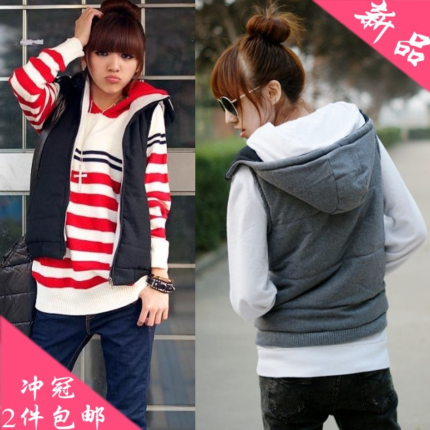 2013 women's thickening clip vigogne cotton with a hood sleeveless vest vest outerwear