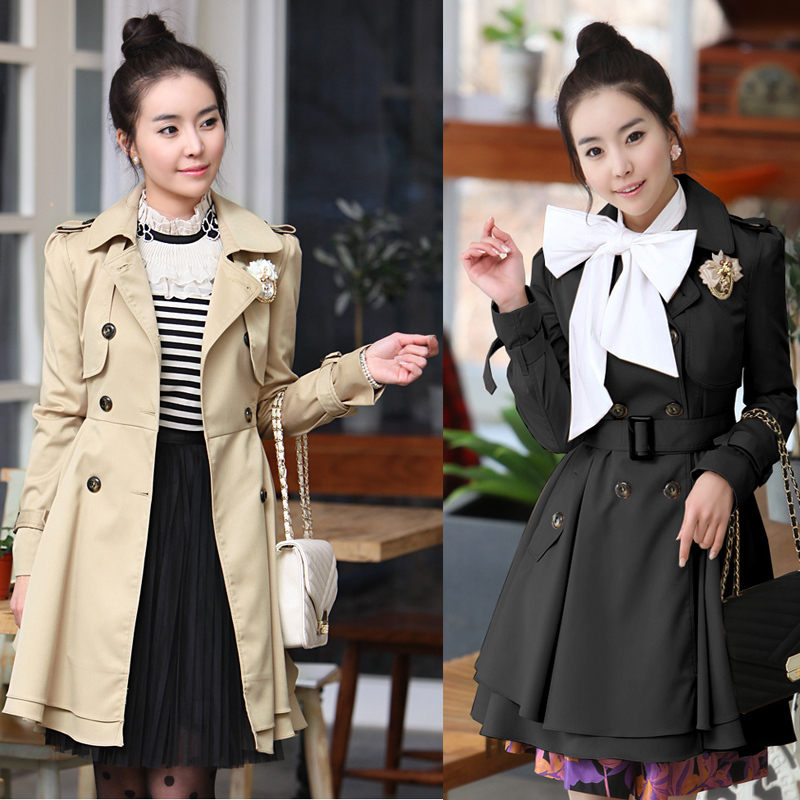 2013 women's trench new arrival fashion bottom Women medium-long expansion outerwear