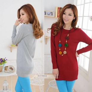 2013 women's trend all-match sweater basic shirt female o-neck plus size wool (WC005)